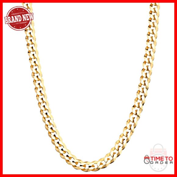 Sterling Silver Cuban Link Chain Necklace Diamond Cut Elegant Minimal Classic